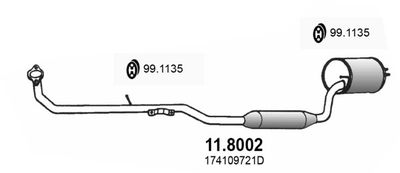Средний / конечный глушитель ОГ ASSO 11.8002 для DAIHATSU MOVE