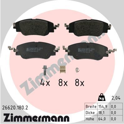 Zestaw klocków hamulcowych, hamulce tarczowe ZIMMERMANN 26620.180.2