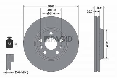 Tarcza hamulcowa PAGID 55579NC