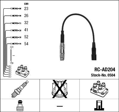 Комплект проводов зажигания NGK 0504 для AUDI A4