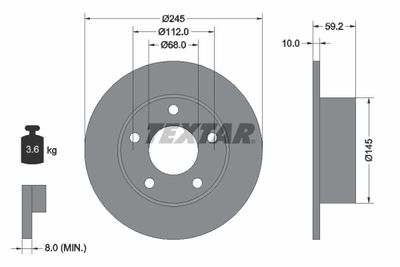 Тормозной диск TEXTAR 92022800 для AUDI 200