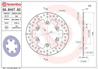 Brake disc Voor vast, 260/121x4,5mm 6x142mm, diameter bevestigingsgat 10,5mm, hoogte (tussenruimte) 0 past: SUZUKI AN 250 (Burgman)/400 (Burgman) 1998-2002