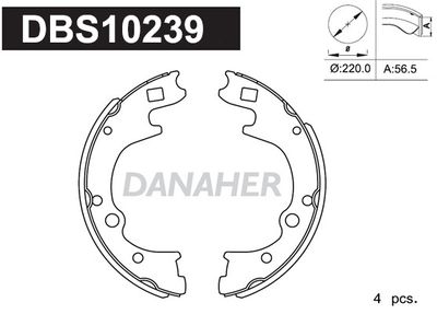 DANAHER DBS10239 Ремкомплект барабанных колодок  для KIA BESTA (Киа Беста)