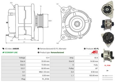 GENERATOR / ALTERNATOR AS-PL A4064R 4