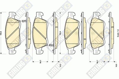 Комплект тормозных колодок, дисковый тормоз GIRLING 6135034 для INFINITI EX