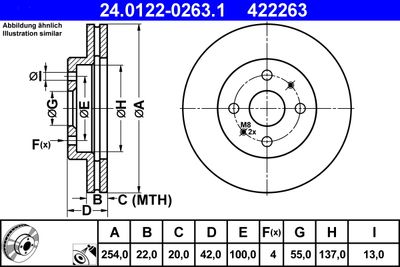 Тормозной диск ATE 24.0122-0263.1 для DAIHATSU MATERIA