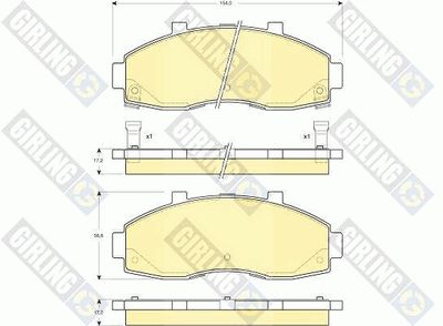 Комплект тормозных колодок, дисковый тормоз GIRLING 6132639 для KIA PREGIO