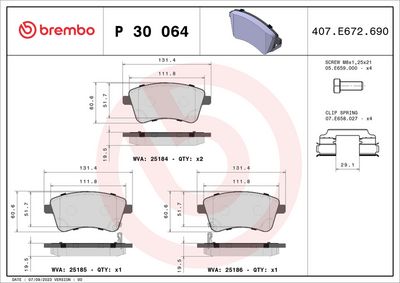 Комплект тормозных колодок, дисковый тормоз P 30 064