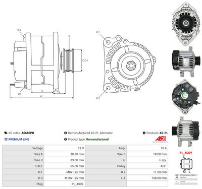 GENERATOR / ALTERNATOR AS-PL A6686PR 4