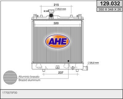 Радиатор, охлаждение двигателя AHE 129.032 для SUZUKI WAGON