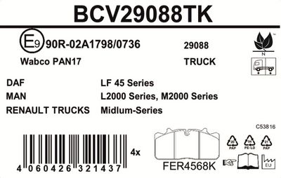 Remblokken set Achter/Voor WABCO PAN 17