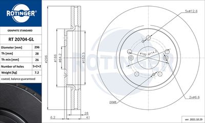 спирачен диск ROTINGER RT 20704-GL