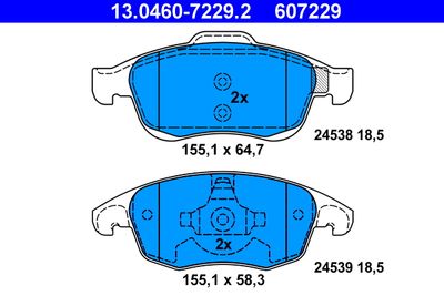 Комплект тормозных колодок, дисковый тормоз ATE 13.0460-7229.2 для PEUGEOT PARTNER