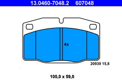 Комплект тормозных колодок, дисковый тормоз ATE 13.0460-7048.2 для OPEL MANTA