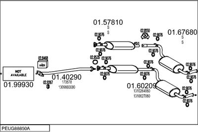 Układ wydechowy MTS PEUG88850A011087