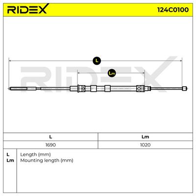 жило, ръчна спирачка RIDEX 124C0100