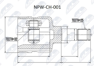 Шарнирный комплект, приводной вал NTY NPW-CH-001 для CHRYSLER CARAVAN