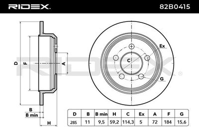 спирачен диск RIDEX 82B0415