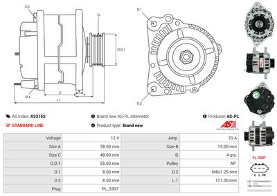 GENERATOR / ALTERNATOR AS-PL A3315S 4