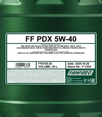 Fanfaro PDX 5W-40 20L