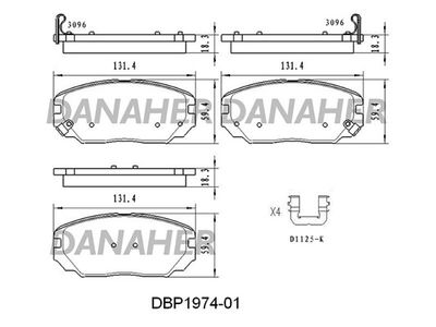 Комплект тормозных колодок, дисковый тормоз DANAHER DBP1974-01 для KIA MAGENTIS