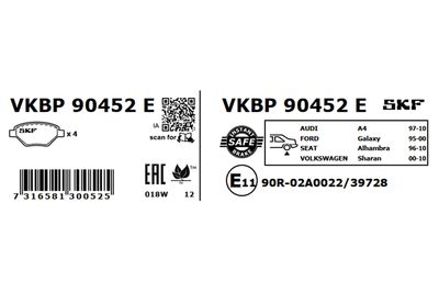 Brake Pad Set, disc brake VKBP 90452 E