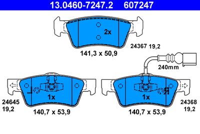 Комплект тормозных колодок, дисковый тормоз ATE 13.0460-7247.2 для VW TOUAREG