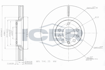 ICER 78BD9213-2 Тормозные диски для OPEL ASTRA H GTC (A04) 2.0 Turbo (L08)