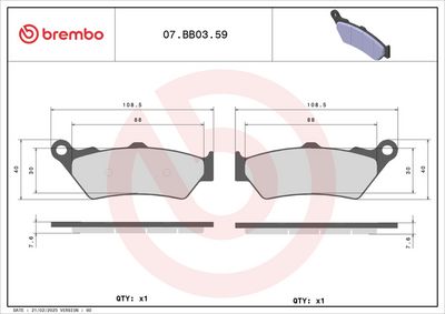 BREMSBELAGSATZ SCHEIBENBREMSE BREMBO 07BB0359 1
