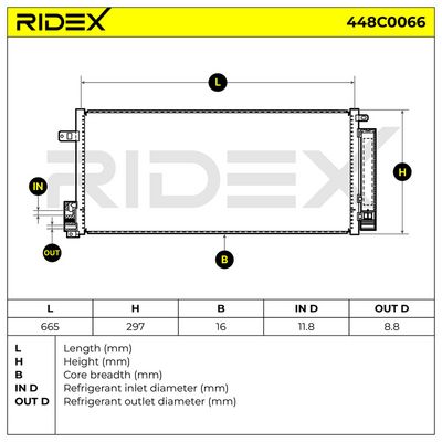 кондензатор, климатизация RIDEX 448C0066