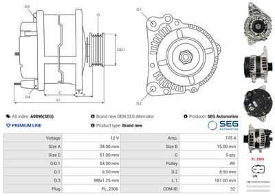 GENERATOR / ALTERNATOR AS-PL A0896SEG 4
