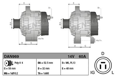 GENERATOR / ALTERNATOR DENSO DAN969 2