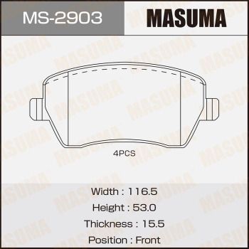 MASUMA MS-2903 Ремкомплект барабанных колодок  для RENAULT DUSTER (Рено Дустер)