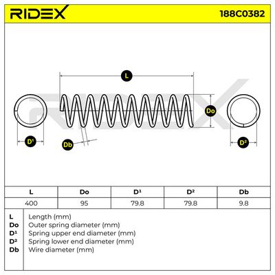 пружина за ходовата част RIDEX 188C0382