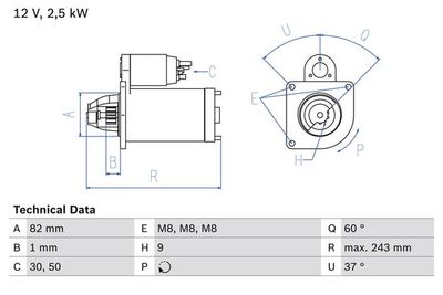 Startmotor BOSCH 0 986 021 640