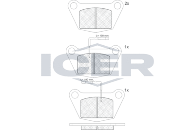 140361 ICER Комплект тормозных колодок, дисковый тормоз