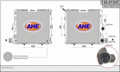 AHE 135.013/O Радиатор охлаждения двигателя  для PORSCHE CAYMAN (Порш Каман)