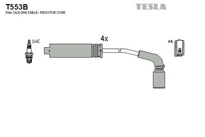 Комплект проводов зажигания TESLA T553B для DAEWOO REZZO