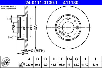 Тормозной диск ATE 24.0111-0130.1 для FIAT 850