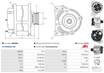 GENERATOR / ALTERNATOR AS-PL A0039PR 4