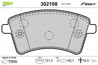 Комплект тормозных колодок, дисковый тормоз VALEO 302108 для MERCEDES-BENZ CITAN
