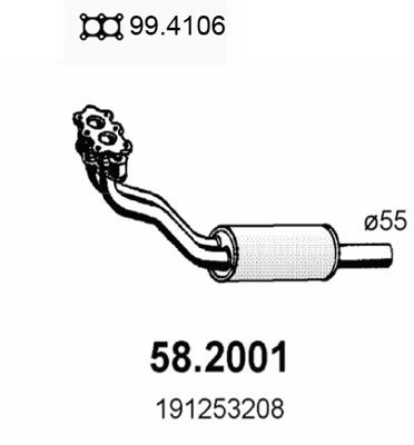 ASSO 58.2001 Глушитель выхлопных газов  для VW CORRADO (Фольцваген Коррадо)