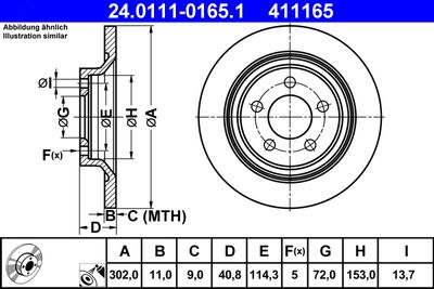 Тормозной диск ATE 24.0111-0165.1 для MAZDA 5