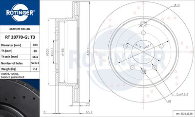 спирачен диск ROTINGER RT 20770-GL T3