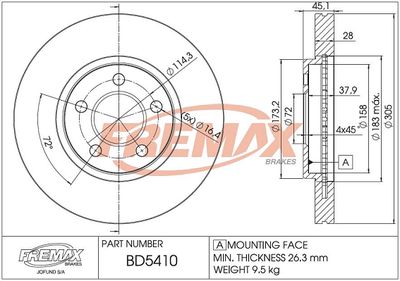 Тормозной диск FREMAX BD-5410 для FORD USA CROWN