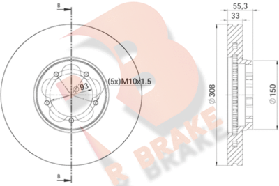 R BRAKE 78RBD16539 Тормозные диски для FORD TOURNEO CUSTOM V362 Автобус (F3)