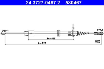 Тросик, cтояночный тормоз ATE 24.3727-0467.2 для MERCEDES-BENZ C-CLASS