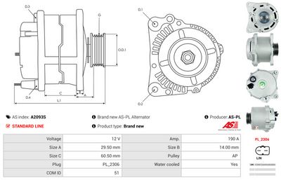 GENERATOR / ALTERNATOR AS-PL A2093S 4