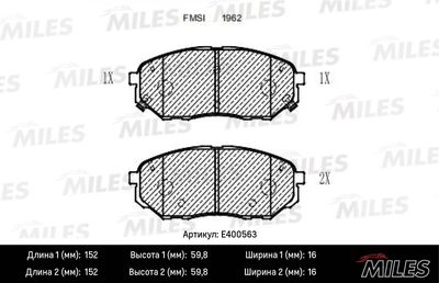 Комплект тормозных колодок, дисковый тормоз MILES E400563 для KIA SORENTO