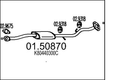 Средний глушитель выхлопных газов MTS 01.50870 для MAZDA MX-3
